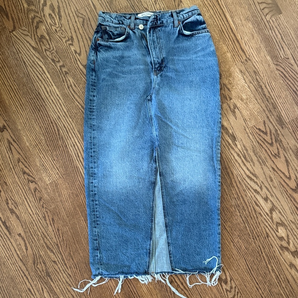 Reformation Blue Denim Maxi Skirt